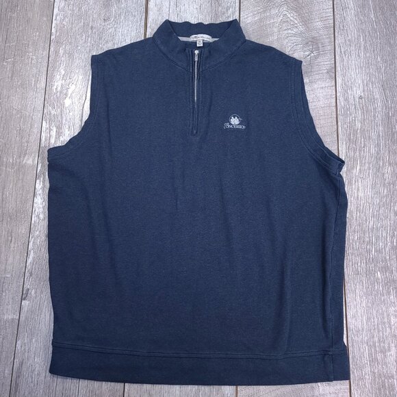 Peter Millar Vest Mens XL Blue 1/4 Zip Cotton Golf Lightweight Pullover Shirt - Picture 1 of 7